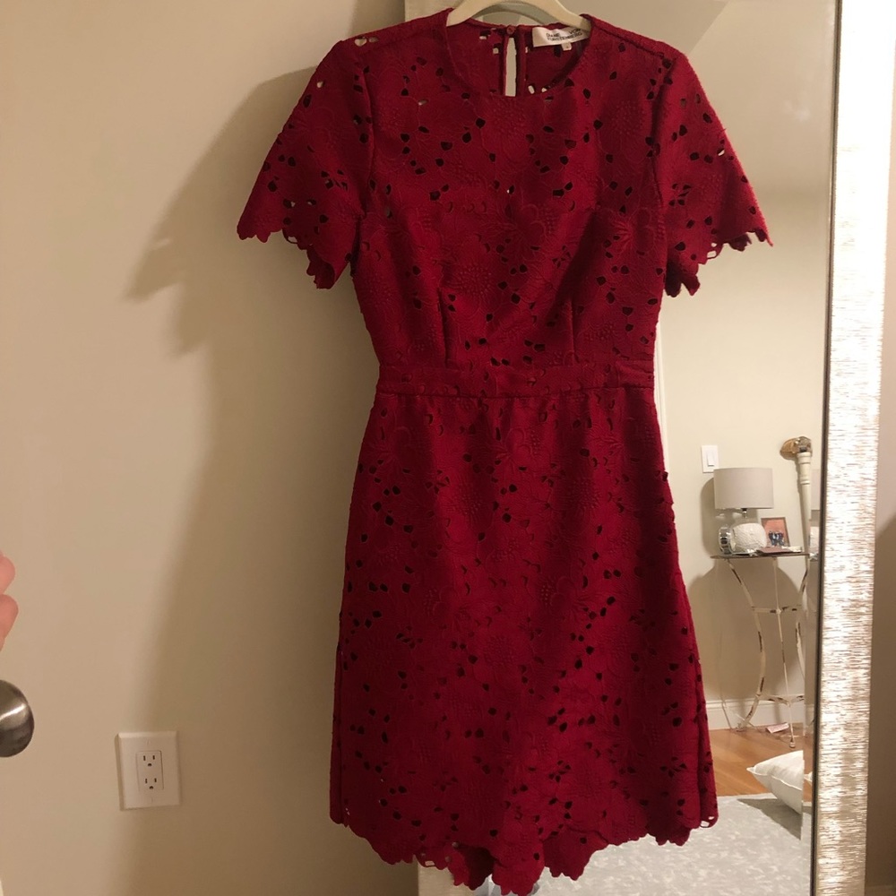 Diane Von Furstenberg Dress in Red Lace